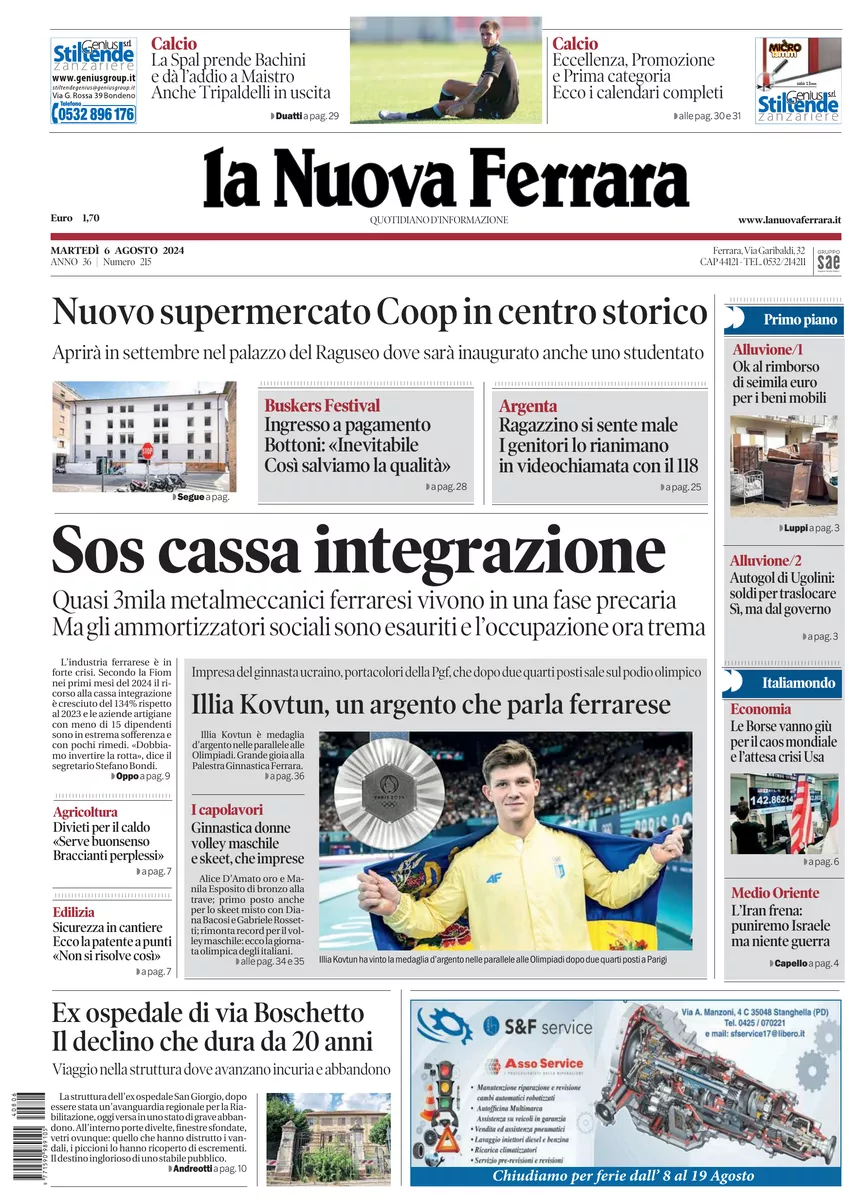 Prima-pagina-nuova ferrara-oggi-edizione-del-2024-08-06